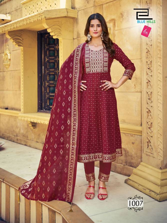 Meera By Blue Hills Printed Anarkali Kurti With Bottom Dupatta Wholesalers In Delhi
